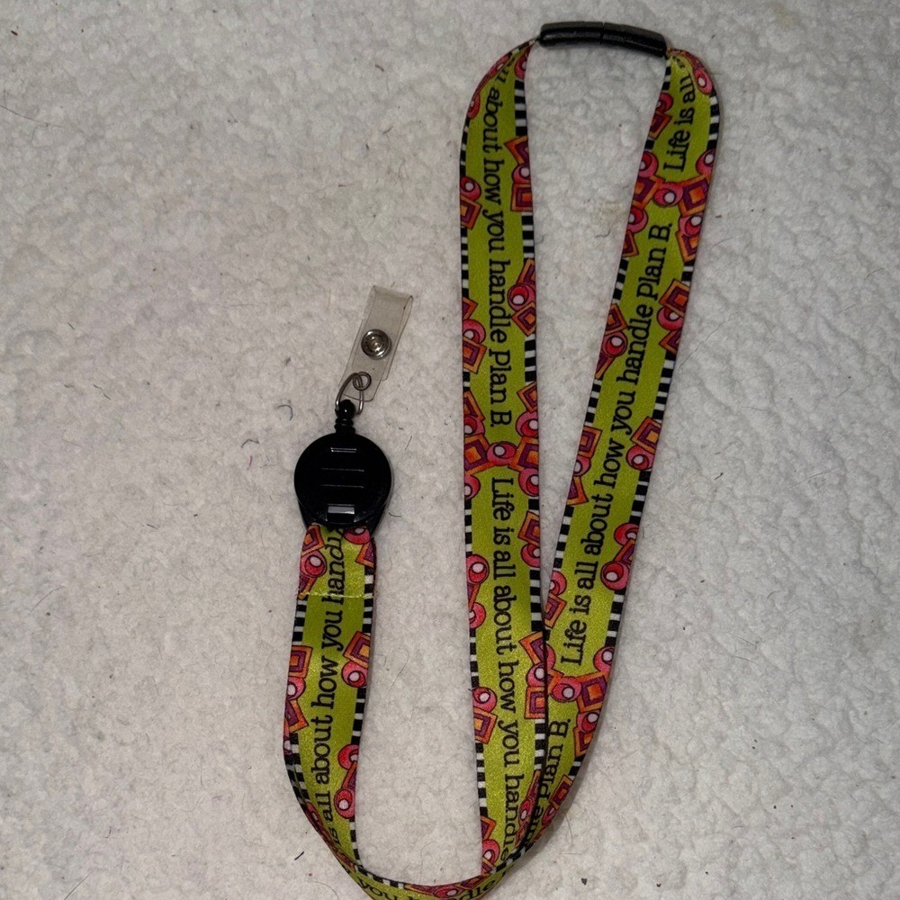 Inspirational Quote Lanyard Retractable ID Badge Reel Plan B Green Geometric